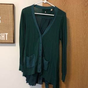 Anthropologie Knitted and Knotted Green Cardigan